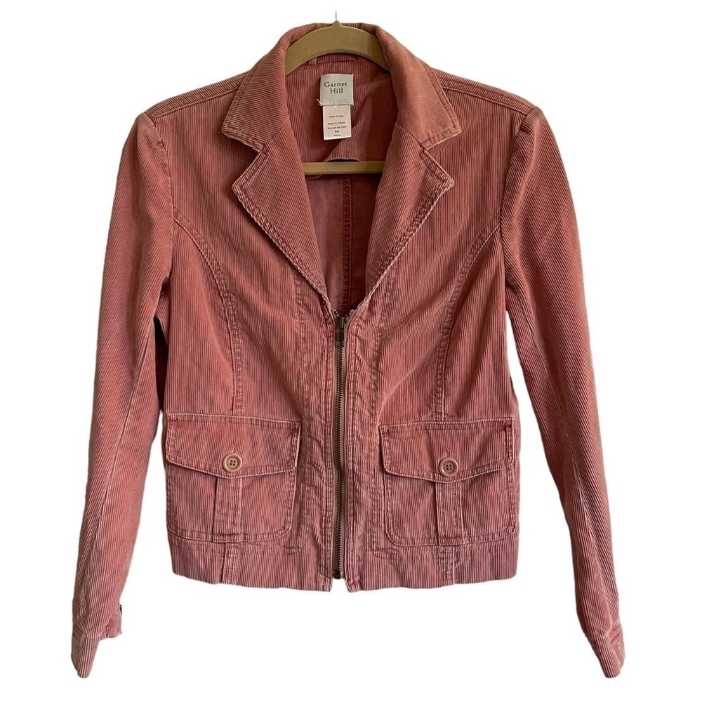 Garnet Hill Pink Corduroy Zip-Up Jacket, Size 4P